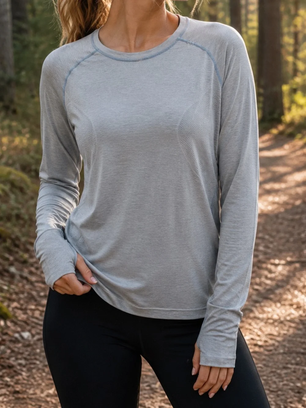 Lululemon Women’s Large Gray Seamless Long Sleeve Running Athletic Top